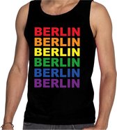 Regenboog Berlin gay pride / parade zwarte tanktop voor heren - LHBT evenement tanktops kleding M