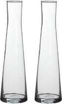 2x Uitlopende transparante vaas/vazen Ixia 30 x 4,5 cm - Home Deco vazen - Woonaccessoires 2 stuks