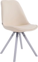 CLP Laval Bezoekersstoel - Rond - Kunstleer wit (eik) creme