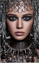 Metallic portret van een vrouw - Foto op Forex - 100 x 150 cm