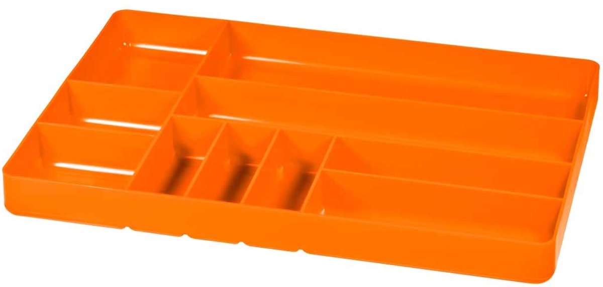 SnelShoppen - Gereedschap Garage Organizer Tray Oranje met 10 Compartimenten, Slagvast, Ideaal voor Moeren, Bouten, Onderdelen, Gereedschappen en Meer