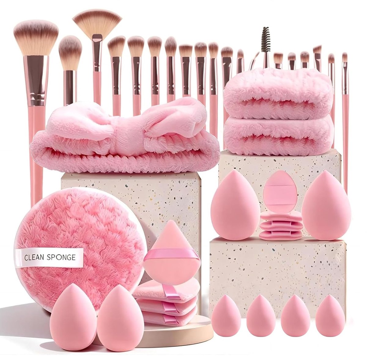 SnelShoppen - 40-delig Make-up Pinselset voor Beginners en Professionele Visagisten | Multifunctionele Schminkpenseel Set voor Concealer, Lidschaduw,