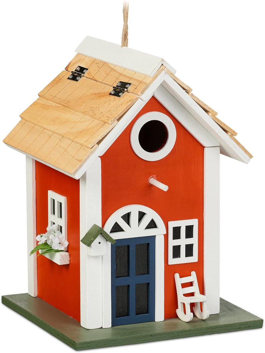 SnelShoppen - Decoratief Vogelhuisje Landhuis voor Buiten - HxBxD 25x18,5x18,5 cm - Kleurrijk Vogelnestkastje voor Tuin, Balkon & Terras - Creatieve T