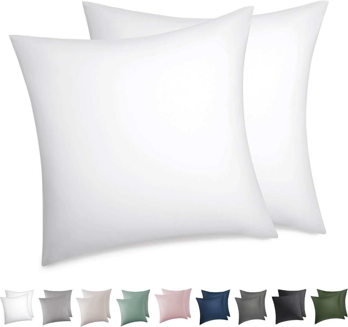 SnelShoppen - Kussensloop Set van 2 - 40 x 40 cm - 100% Katoen Hoofdkussensloop - Wit - Ideaal voor Slaapkamer, Woonkamer, en Feestelijke Gelegenheden
