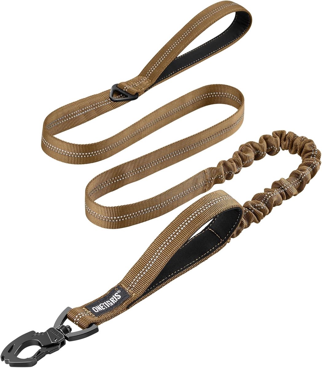 SnelShoppen - Hondenriem 152 cm-188 cm, Bungee Jumping Design Lijn voor Middelgrote en Grote Honden met Reflecterend Nylon, Tijgertand Metalen Clip en