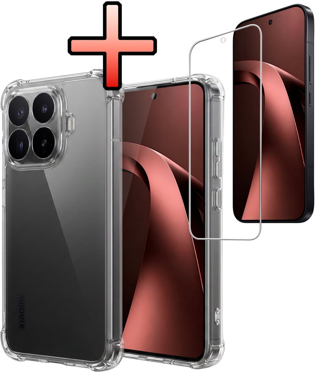 Hoesje - Met Screenprotector - Geschikt voor Xiaomi 17T Pro - Sterk & Shockproof - Siliconen Case - Back Cover - Telefoon Hoes - Shock Proof - Transparant