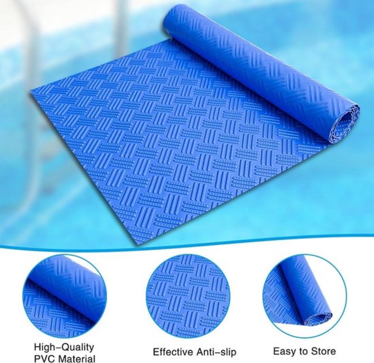Beschermmat voor zwembadladder, antislip 90 x 30 cm - 2 stuks - zwembadonderlegger met textuur - trapbescherming - zwembadfolie - zwembad accessoires