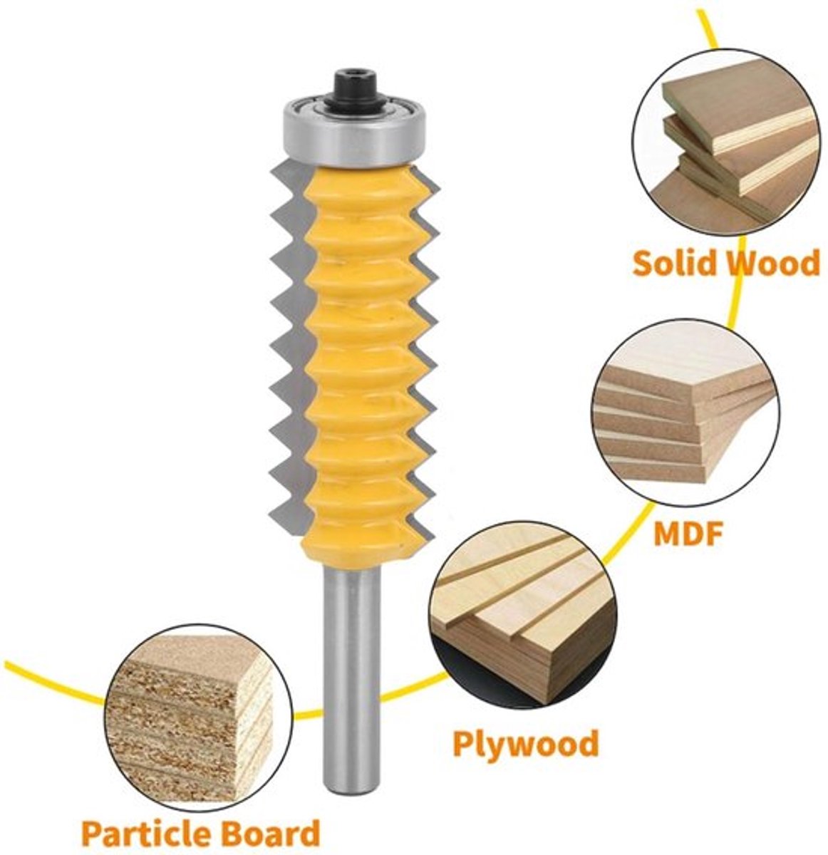 Schachtfrees voor houtbewerking - Lijngolftype, Carbide Freesbit met 8 tanden - 8 x 55 mm - Houtfrees voor verbindingen