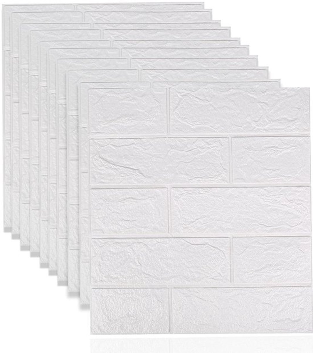 Baksteenbehang 3D - Zelfklevende Wandpanelen - Wit Baksteenpatroon - 38,5 x 35 cm - Afneembaar - PE-schuim Materiaal - Muurstickers