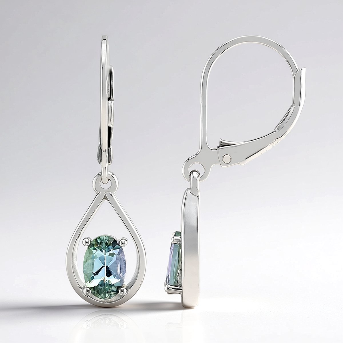 Cavill - Zilveren Oorbellen - 925 Sterling Zilver Gerhodineerd - Onverhitte Groene Ovale Tanzanieten - 0,94 ct - Elegant Tanzania Sieraad Leverback