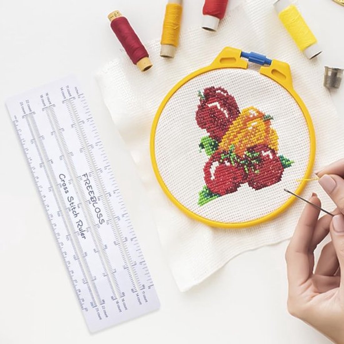 Kruissteekmeter - 6-in-1 meetinstrument - ideaal voor naaien - plastic materiaal - precisie meetinstrument - gemakkelijk in gebruik - ges..