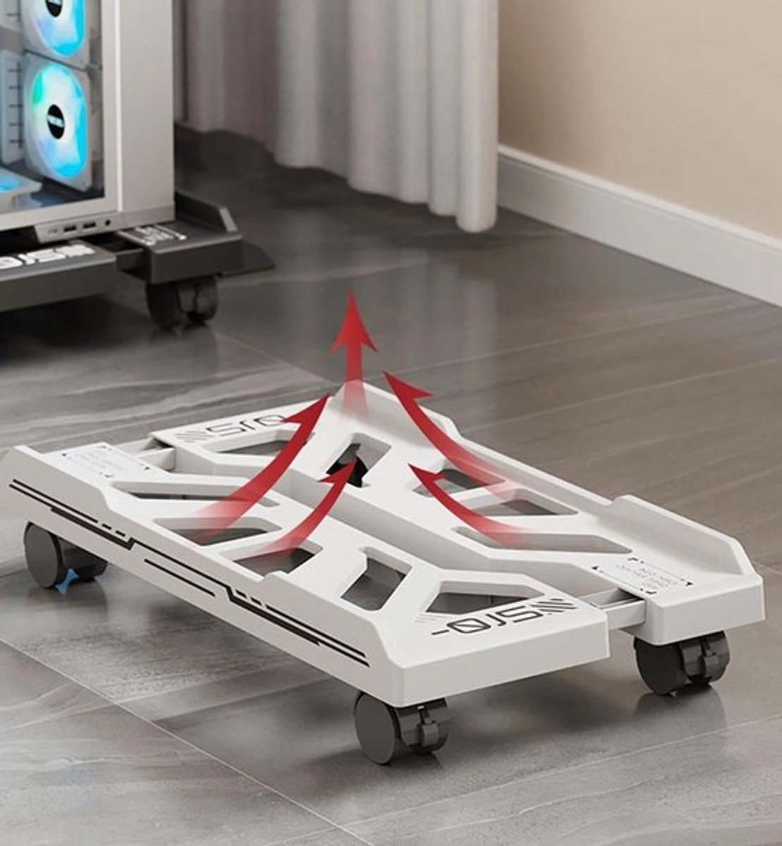 Mobiele CPU Stand met Vier Wielen voor Gamers en Thuisgebruik - Ideaal voor Kantoor en Computeraccessoires