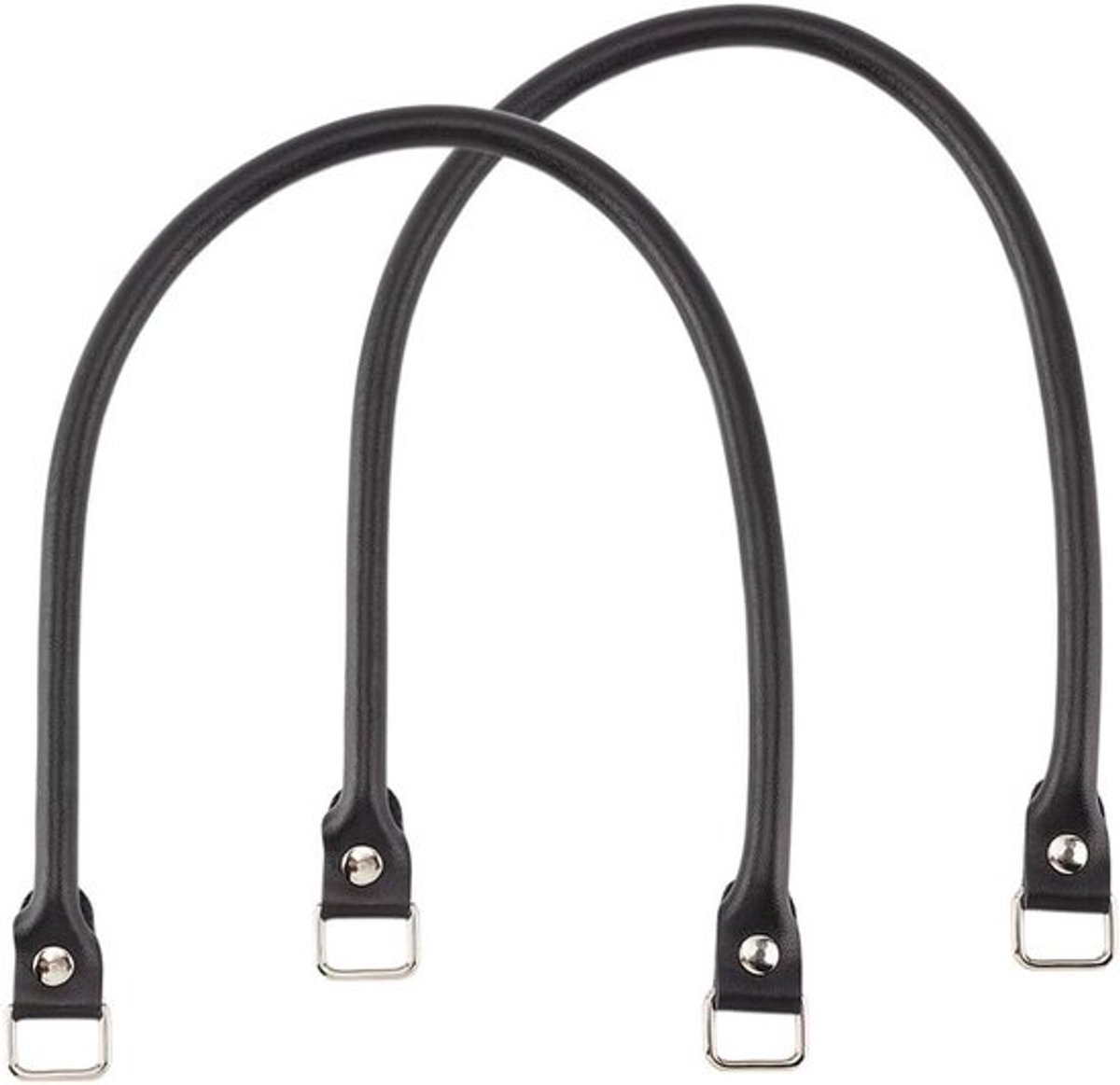 2 Stuks Zwarte Leren Tas Handvatten 60 cm met Platinum Sluiting - Vervangende Straps voor Handtas en DIY Accessoires
