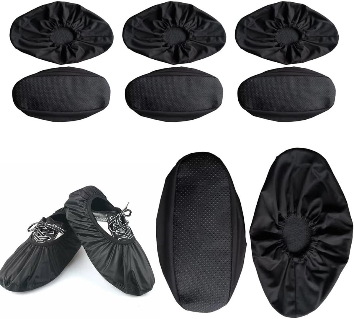 Regenhoezen voor Schoenen, 4 Paar, Zwart, Herbruikbaar, Antislip, Wasbaar, Maat 37-45, Bescherming tegen Regen en Vuil