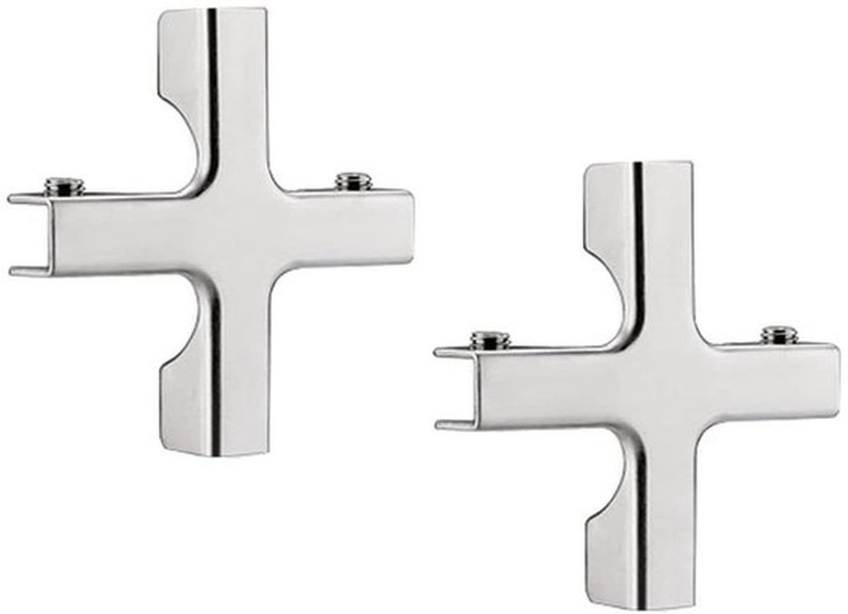 Glasconnector 2 Stuks - Roestvrij Staal - Antislip - Verstelbaar - Glasklemmen voor Glasplaat - Hittebestendig - Duurzaam - Glasklem