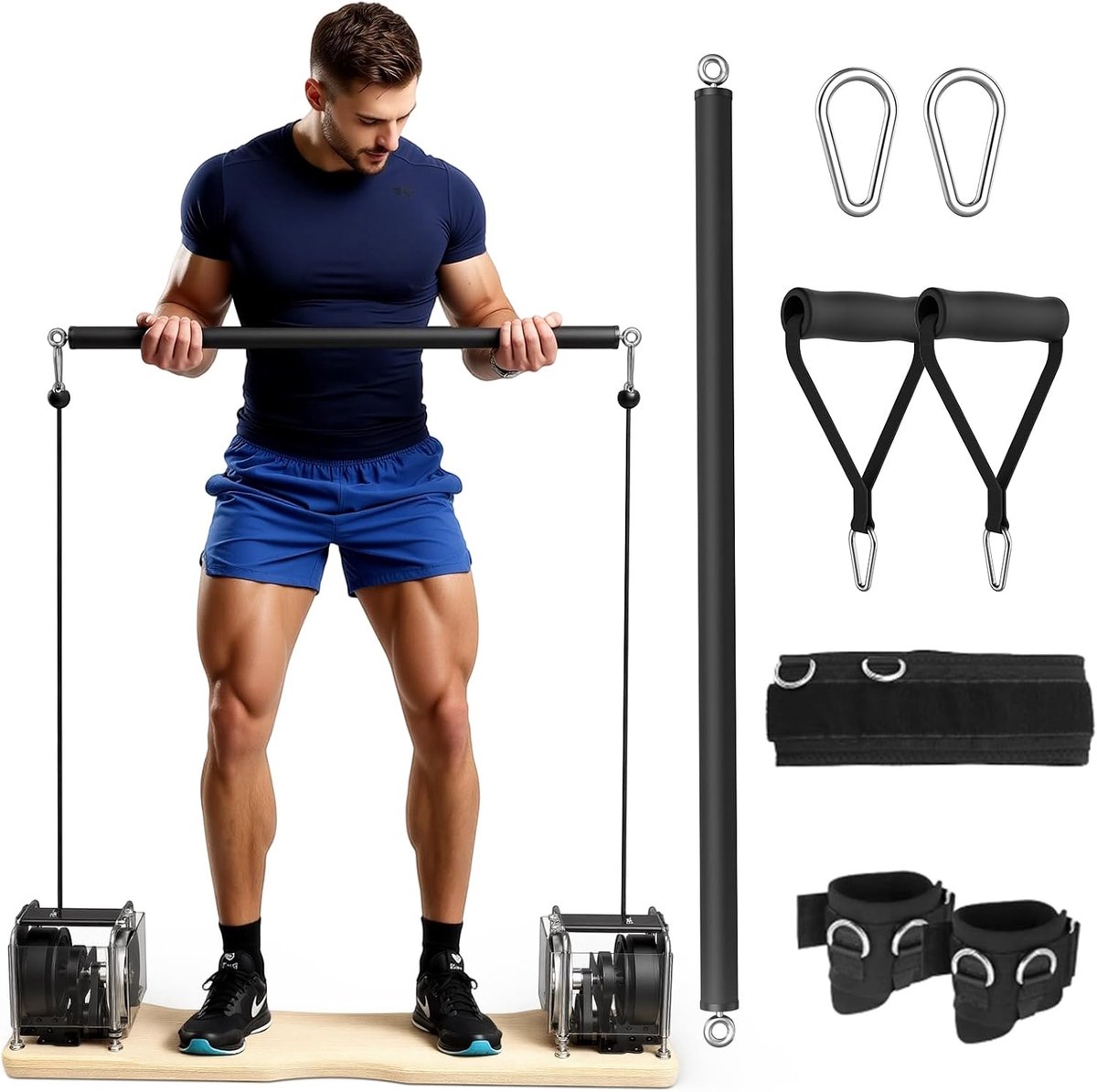 SnelShoppen - Draagbaar Homefitnessapparaat - All-in-One Krachttrainingssysteem met Instelbare Weerstand (7-17 kg), 4 Trainingsmodi, Compact Ontwerp v