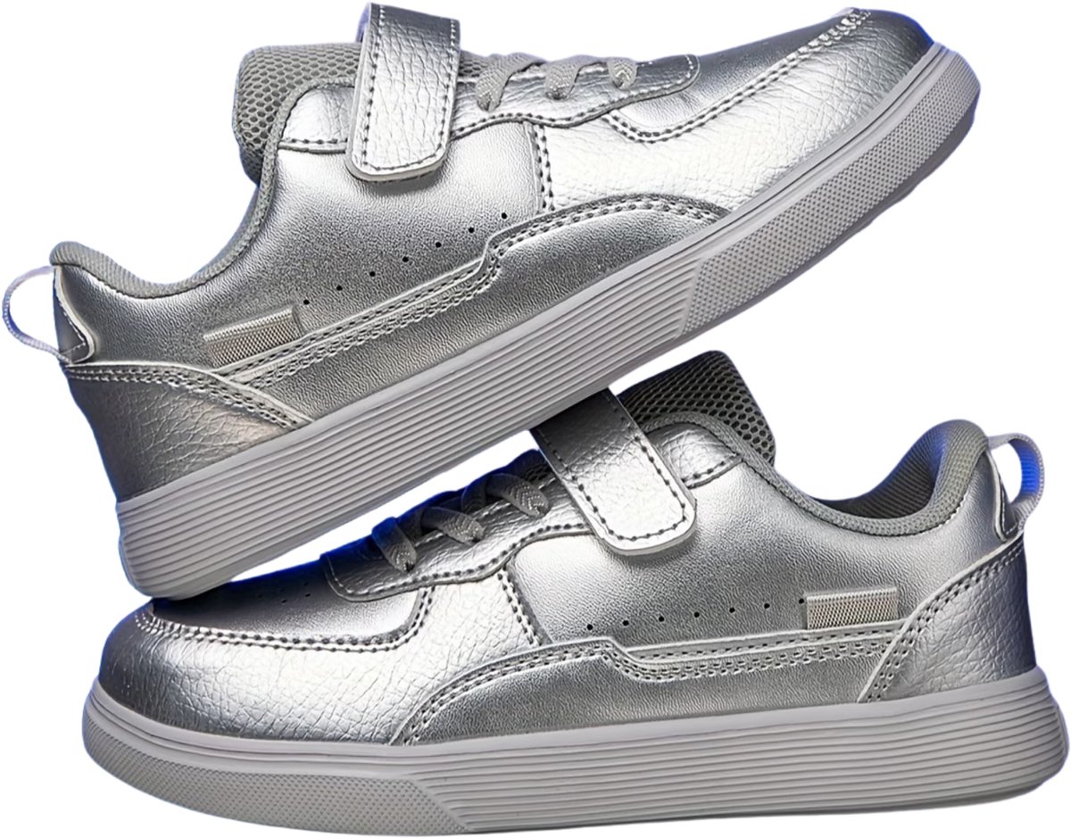 Currero Schoenen Jongens Sneakers Comfortabel Wandelschoenen Casual Kinder Schoenen Helder Zilver