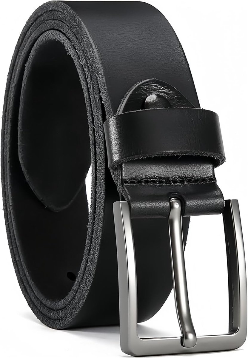 Elegante leren riem voor heren, 120 cm zwart, 3.5 cm breed, perfect voor casual en formele outfits, ideaal als cadeau voor mannen