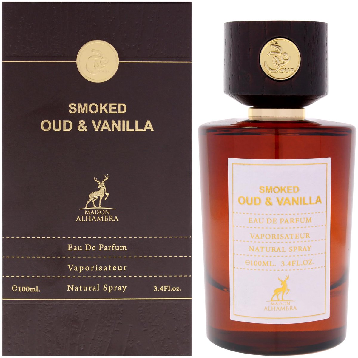 SnelShoppen - Smoked Oud et Vanilla Geurkaars - 100 ML - Luxe Geur - Perfect voor Feest, Meditatie, Sfeervolle Avonden, Huisdecoratie