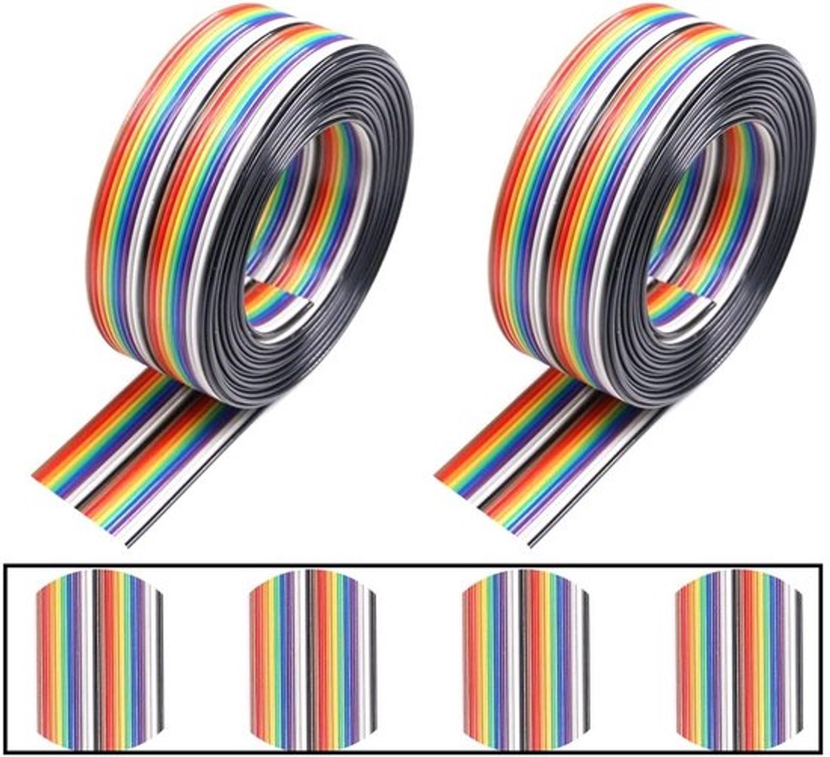 Lintkabel 20 pins plat 1,27 mm afstandskabel regenboog 2,54 mm IDC-kabelrollen 3m