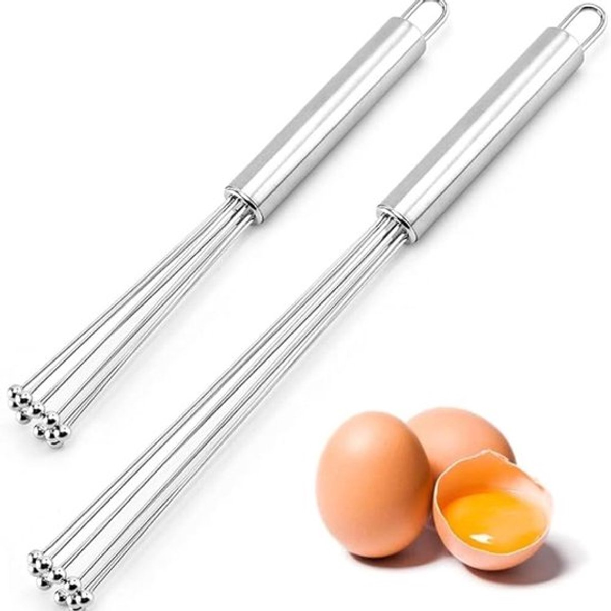 RVS Garde Set voor Koken, Bakken en Mixen - 2-delige Set van Sneeuwborstels met Klein en Groot Formaat - Ideaal voor Kloppen, Garde, Roeren - 30,5 cm en 25,4 cm lang