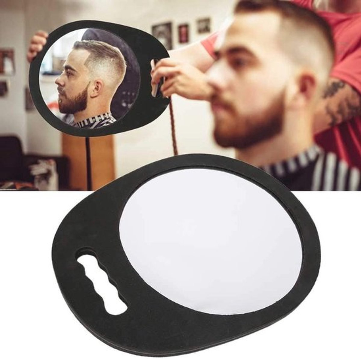 Multifunctionele Handheld Make-up Spiegel, Vierkante Barberspiegel voor Schoonheidssalon en Kappers, Valbestendig en Praktisch Gebruik