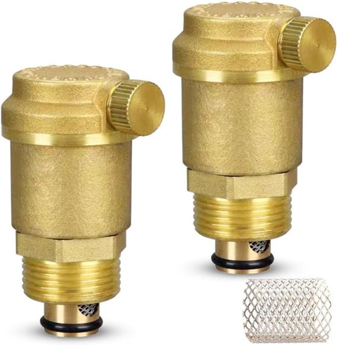 Automatische snelontluchter voor zonneboiler en radiatoren - Set van 2, messing, G1/2 inch.