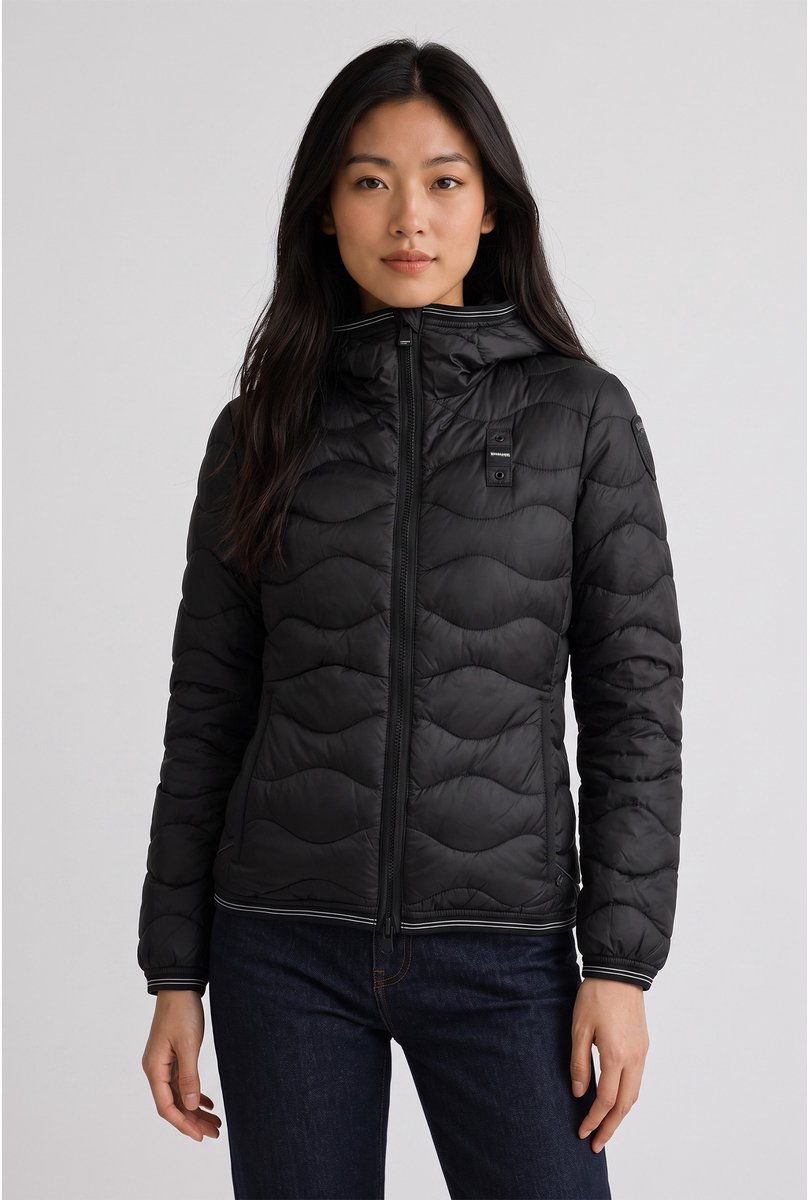 Blauer Zwart gewatteerd Camelia-jack