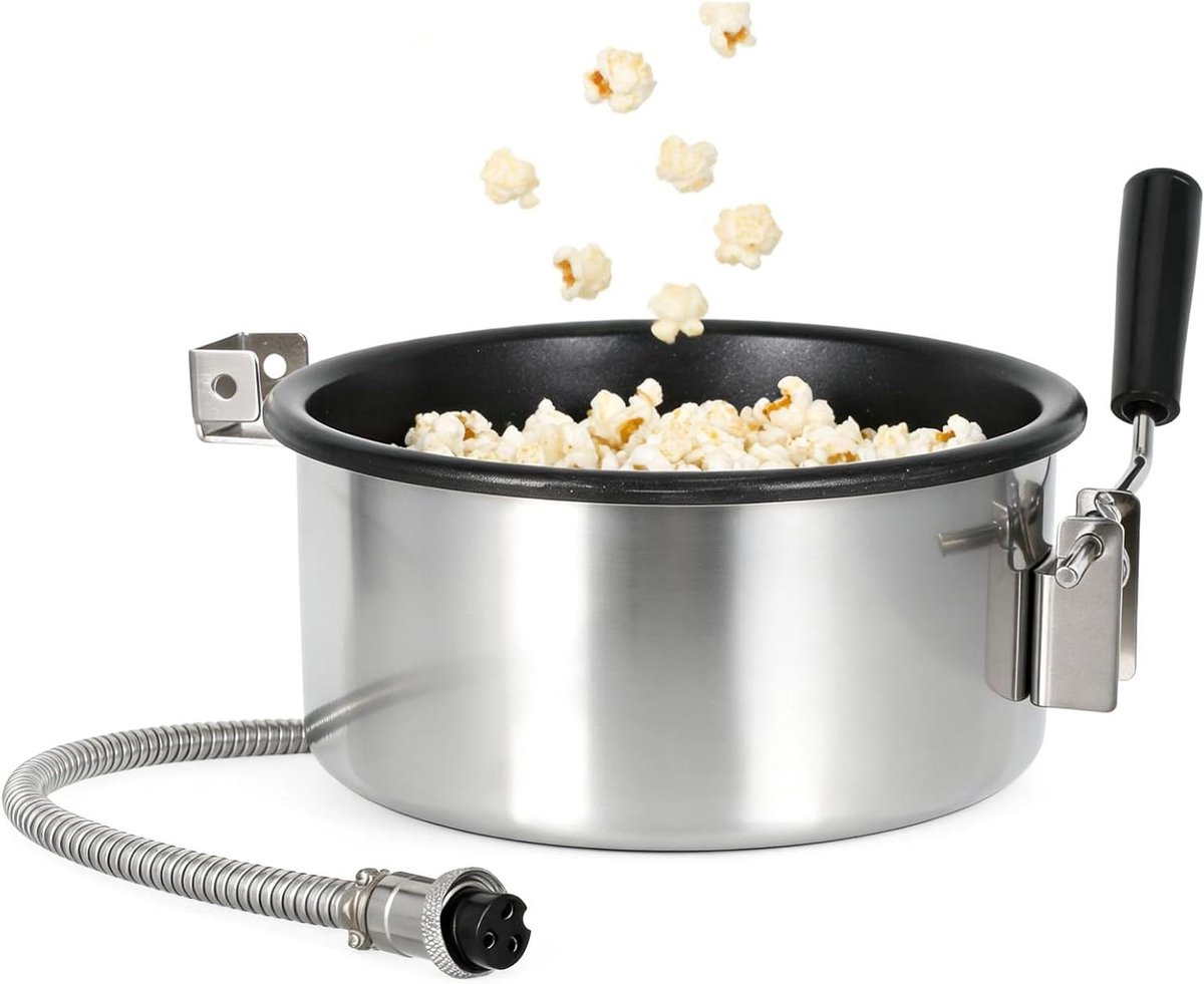 Popcornpan - Popcornmaker accessoire - Thuisfilms kijken - Anti-aanbaklaag - 21 cm diameter - Zwart