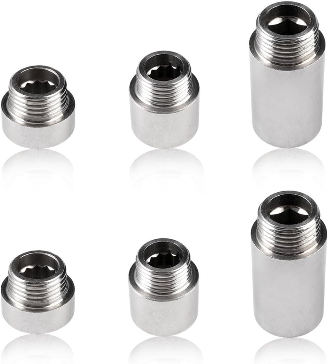 6-delige Douchekop Verlenging 1/2 Inch - Draadverbinding, RVS Doucheverlenging, Verstelbare Douchebuis