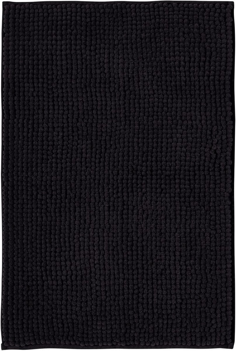 SnelShoppen - Decomira Badmat Anti-Slip Soft Chenille 50x80 cm | Super Absorberend, Machinewasbaar, Zwart | Perfect voor Badkamer, Douche, Bad of WC