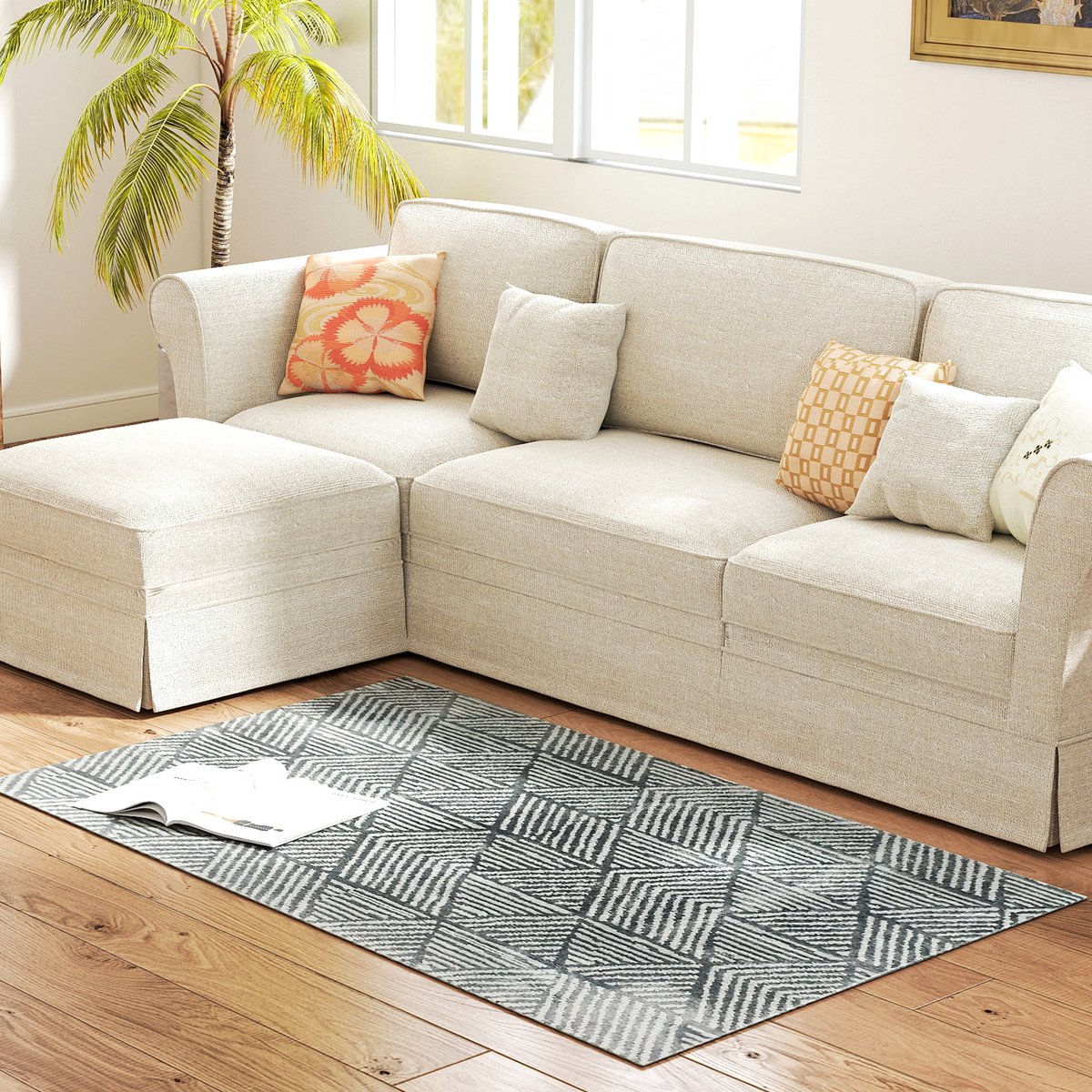 ECTEATOY® Wasbaar Vloerkleed Woonkamer - Slaapkamer Tapijt 80x150 cm - Allergievriendelijk - Voor Woonkamer & Slaapkamer - Donkergrijs