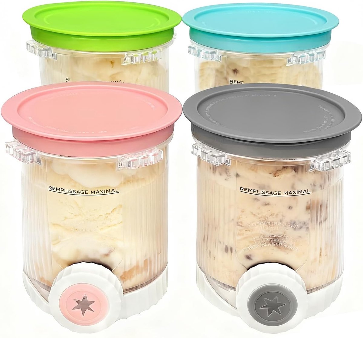 IJsbereider met Swirl Containert, BPA-vrij en Vaatwasserbestendig - Set van 4 Accessoires voor Perfecte IJscreaties
