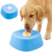 Hondenlikbak met rollende bal - Slow Feeder-hondenbak, antislip slow feeder, gemakkelijk schoon te maken likspeeltje voor puppy's, geschikt voor vloeibare snacks (Blauwe behuizing met witte bal)