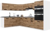 BELINI Keukenblok ITALIA 8 - Keukenmeubel Set 420 cm Goudbruin met Werkbladen - Boven- en Onderkasten