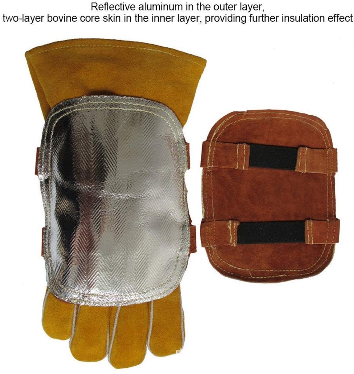Handpad voor lassen - Leer, Aluminium Achterkant, Warmtebescherming, Gesplitst Koeienhuid, Duurzaam en Flexibel