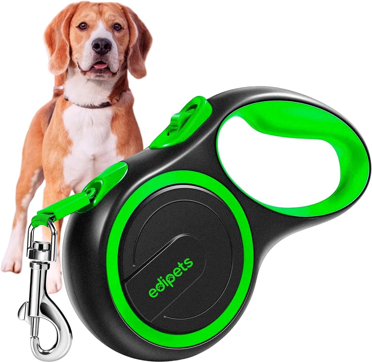 SnelShoppen - Verlengbare Hondenriem Intrekbaar 3, 5 en 8 Meter Flexibele Leiband Groen voor Training en Wandelen, Ideaal voor Buitenactiviteiten