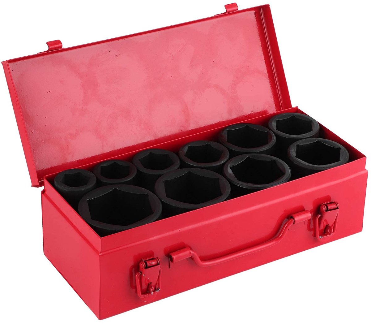 SnelShoppen - 10-delige Dioche Steeksleutelset Slagschroevendraaier Moerenset 3/4 inch Kracht-Steeksleutel Inzetset Draagbaar Autogereedschapset 22-50