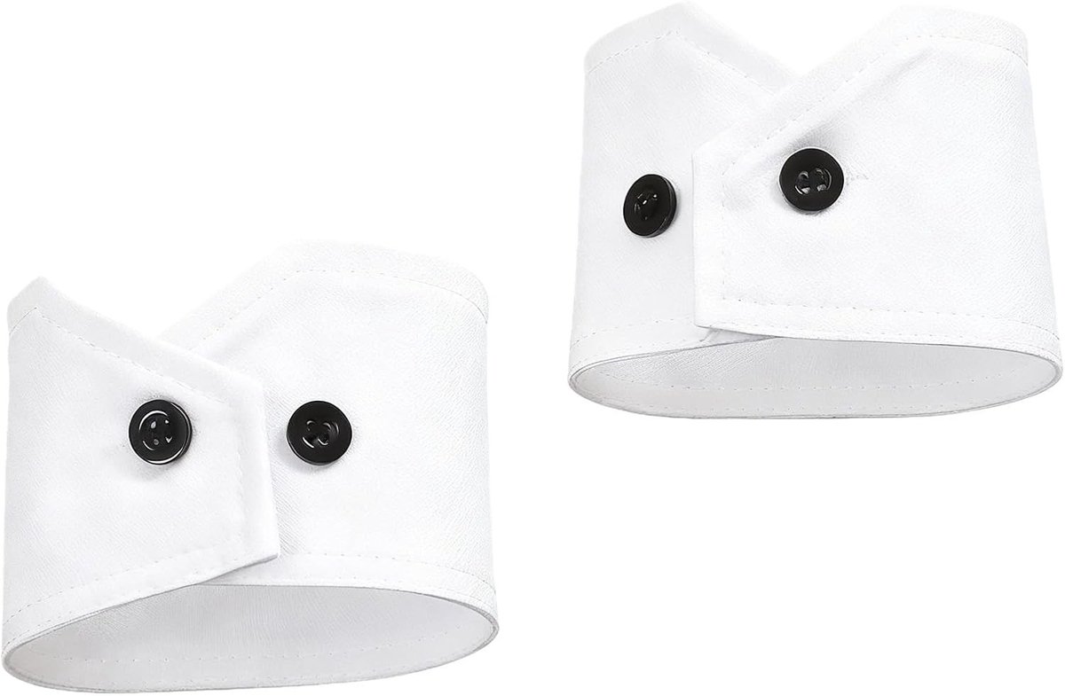 Elegante Witte Nylon Afneembare Valse Polsmanchetten voor Formele Kleding, Bruiloften en Kantooroutfits