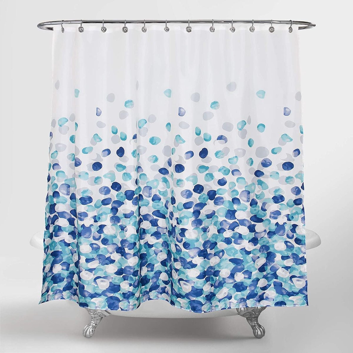 SnelShoppen - Premium douchegordijn waterdicht polyester 180 x 200 cm blauw, anti-schimmel, wasbaar, met gewichtsband en 12 haken voor badkamer, moder