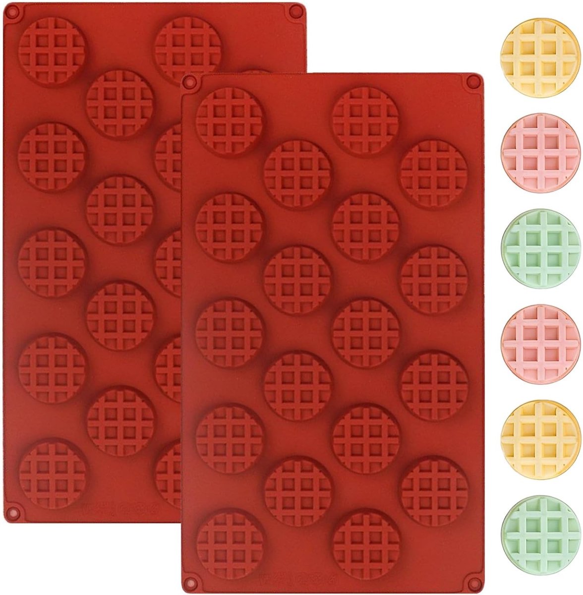 Ronde Mini Wafelvormen van Silicoon, 2 Stuks, Antiaanbaklaag, Perfect voor Wafels, Bakaccessoires en Keukenbenodigdheden