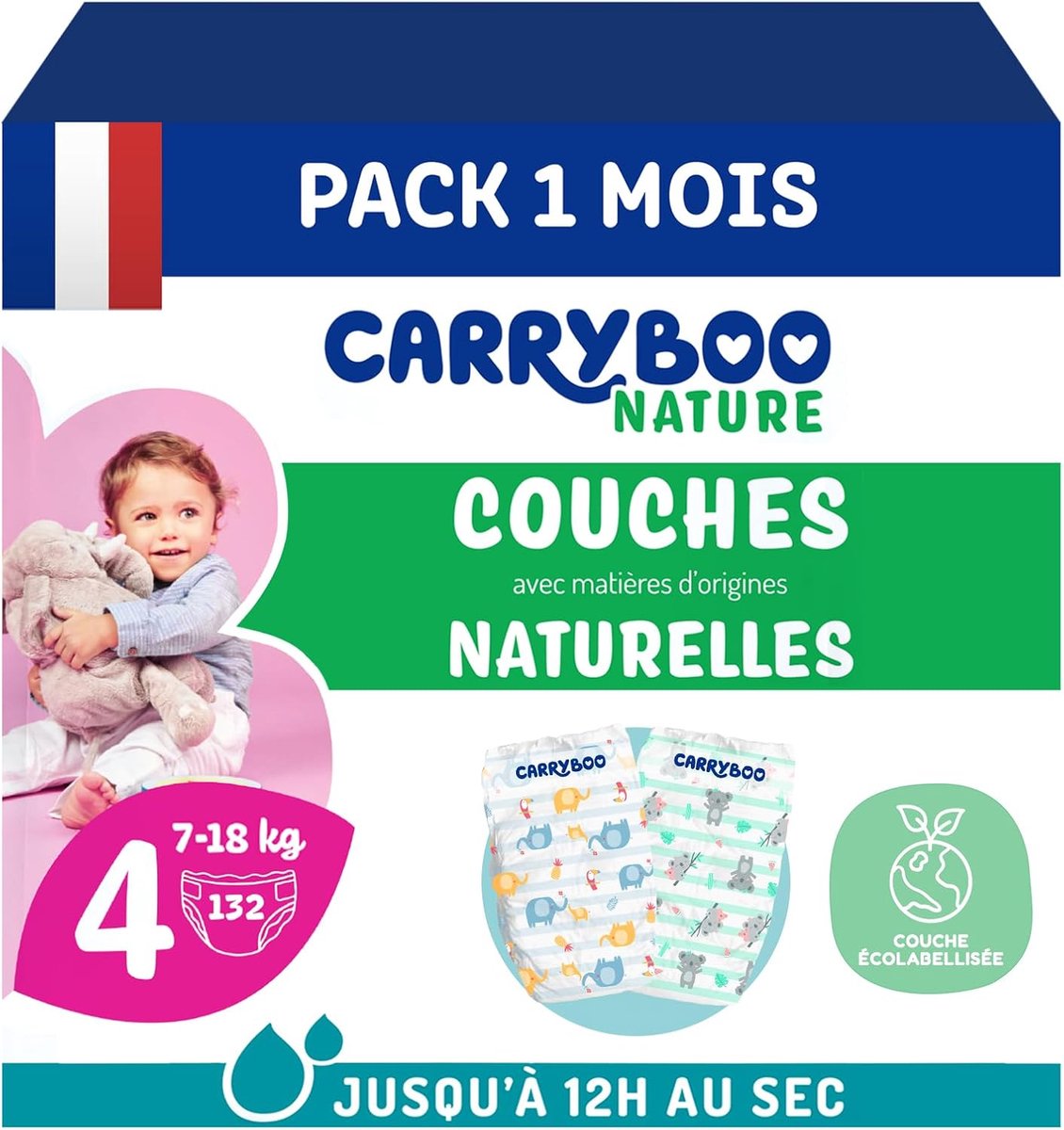 SnelShoppen - Wegwerpluiers maat 4 (7-18kg) - Ultra Absorberend en Lekvrij - Voor Gevoelige Huid - 132 Stuks - Natuurlijk en Ecologisch - Comfort voor