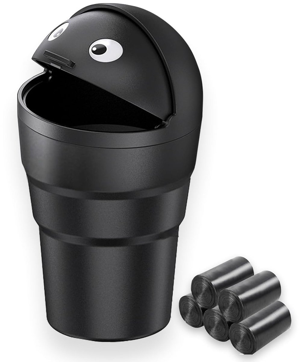 Compacte Afvalbak met Deksel, Automatische Prullenbak met Vuilniszakken, Waterdichte en Draagbare Afvalcontainer voor Auto, Slaapkamer en Kantoor, Ideaal voor Organisatie en Opberging