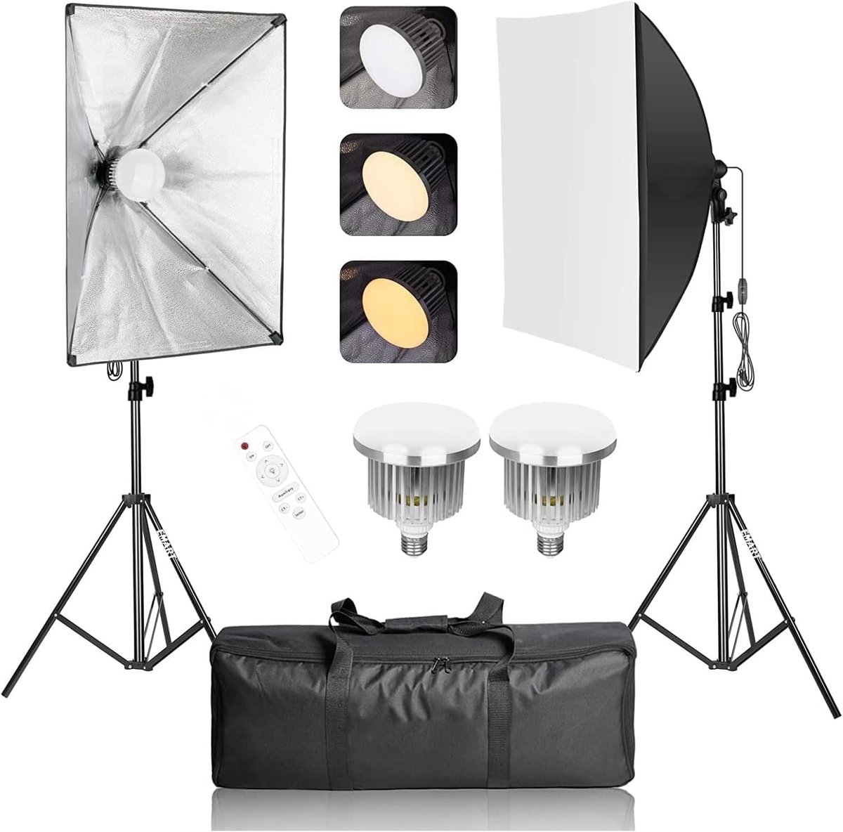 SnelShoppen - Softbox Set 50x70cm Dimbare LED Verlichting 85W 3000-6000K Ideaal voor Fotografie, Video, Studio, Thuisgebruik