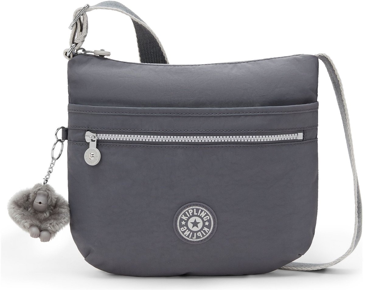 kipling schoudertas Basic Eyes Wide Open Arto Shoulderbag Moonlit Grey grijs