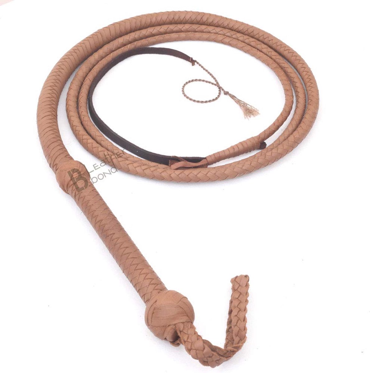 SnelShoppen - Indiana Jones Stijl 4 Voet 8 Vlecht Natuurlijke Tan Bruin Lederen Bullwhip Echt Koeienhuid Lederen Bull Zweep voor Avontuurlijke Feesten