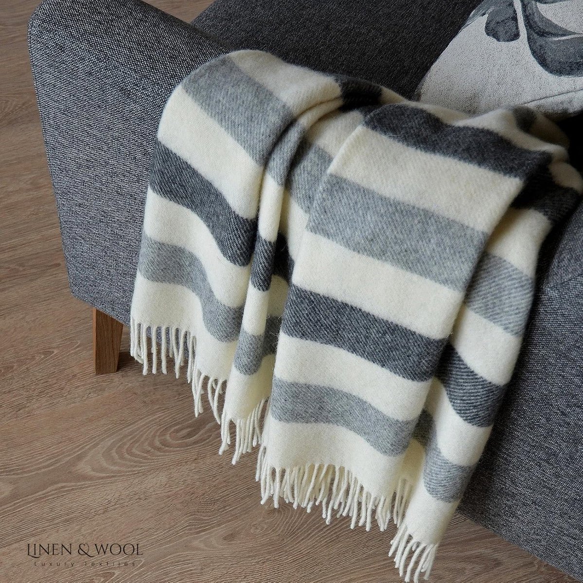 Woondeken 140 x 200 cm - 100% Nieuw-Zeelandse Wol - Antraciet Wit Grijs - Ideaal voor koude winteravonden - ShopVlot