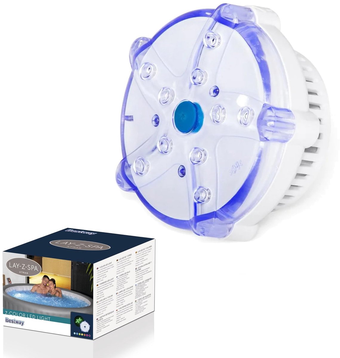 SnelShoppen - Bestway Lay-Z-SPA Xtras 7-kleurig LED-licht 9,2 x 6,2 cm voor tuin, camping, feest, sfeer, decoratie, buiten, jacuzzi, spa, LED verlicht