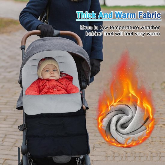 Baby Voetenzak - Winter Buggy - Warm Blijven - Waterproof Windproof - 88 x 40 cm - Grijs — afbeelding 3