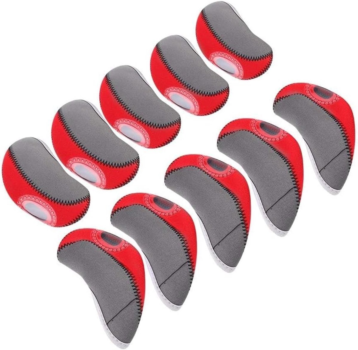 Set van 10 Neopreen Golf Club Hoofdkappen, Wasbare Bescherming voor IJzers, Ideaal voor Golf Enthousiastelingen en Clubonderhoud